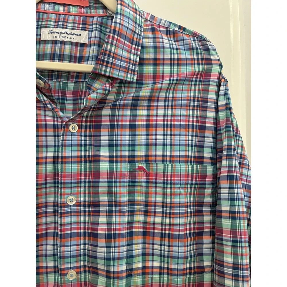 Tommy Bahama The Siesta Key Men's Plaid XL Button Down Long Sleeve Shirt - Picture 3 of 8